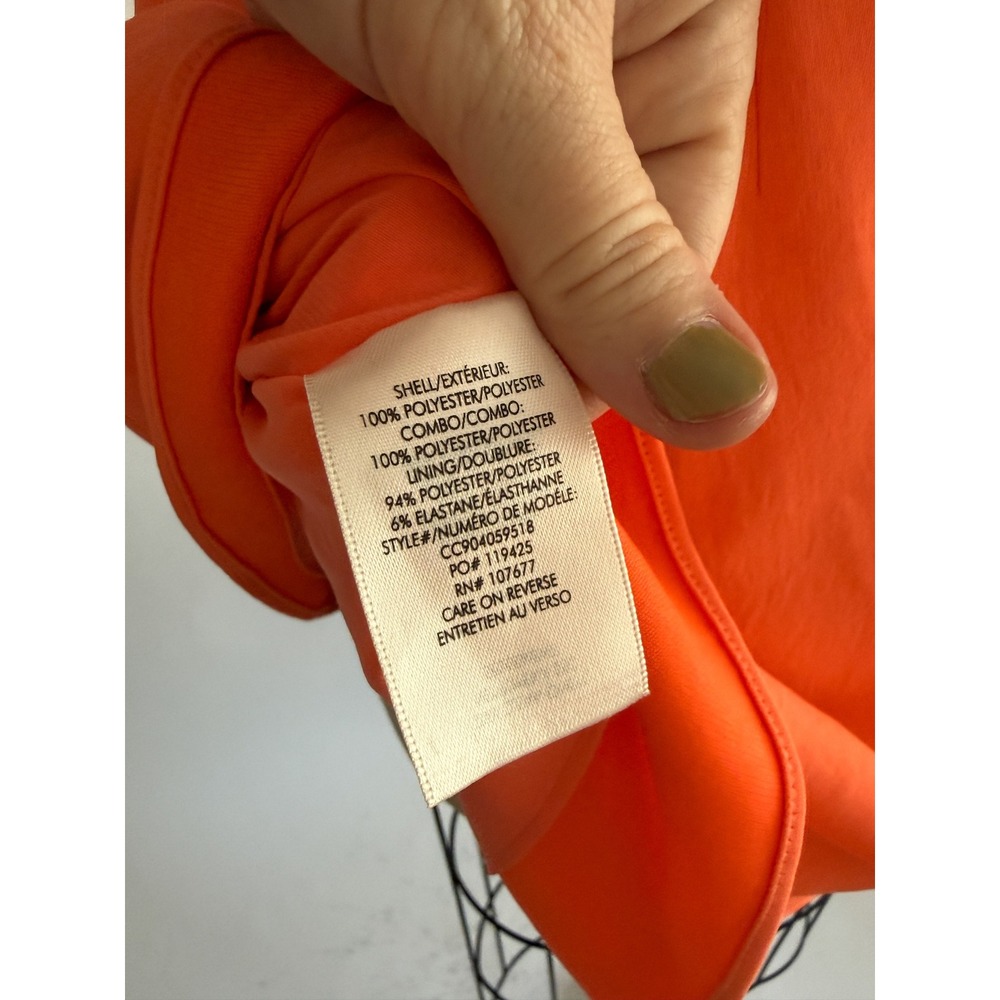 Alice + Olivia Wrap Mini Dress 2 Coral Neon Orange Side Tie Criss Cross Back - Picture 7 of 7